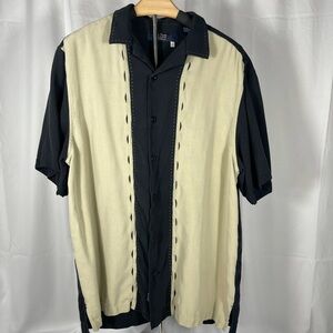 Vintage Retro Casual 100% Silk Nat Nast Button down bowling shirt. Unisex